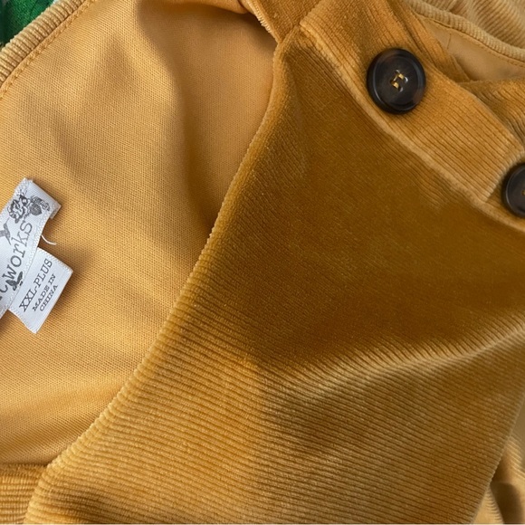 Knitworks XXL-plus gold mustard dress minimal 70s corduroy spring summer - Picture 5 of 13
